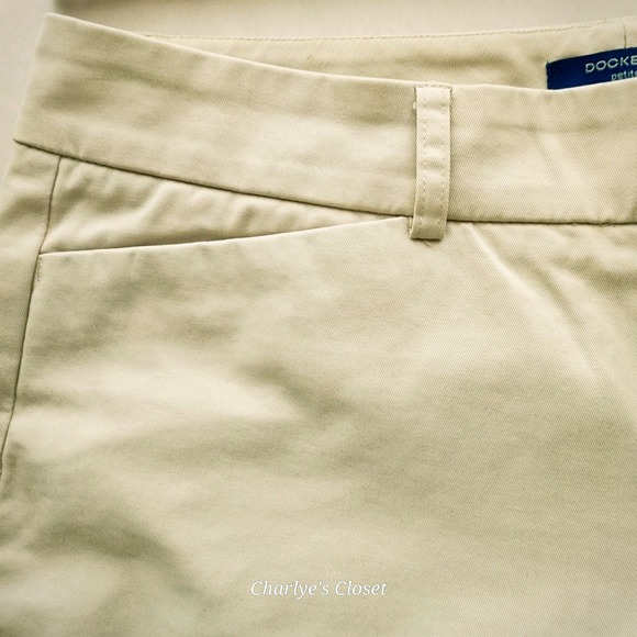 Dockers Womens Khaki Straight Leg 8P Ideal Fit Stretch Preppy Casual Chore Pant - Picture 6 of 8